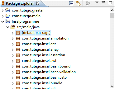 Das Verzeichnis »default package« steht in Eclipse für das unbenannte Paket. IntelliJ zeigt es nicht besonders an.